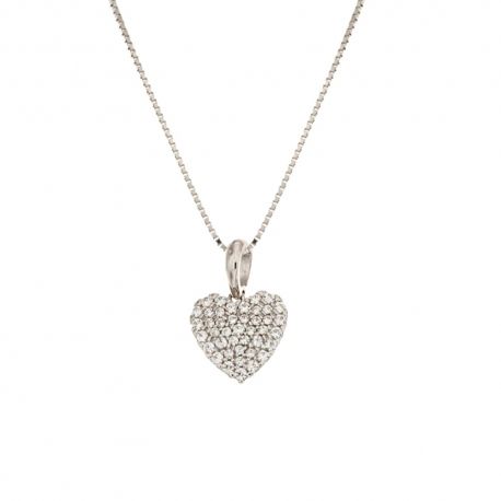 White gold 18k 750/1000 with white cubic zirconia heart woman necklace