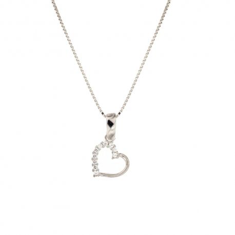 18K 750/1000 gouden ketting met hanger hart en witte zirkonia's voor dames