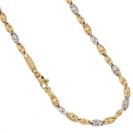 18 Kt 750/1000 yellow and white gold marine mesh chain for men