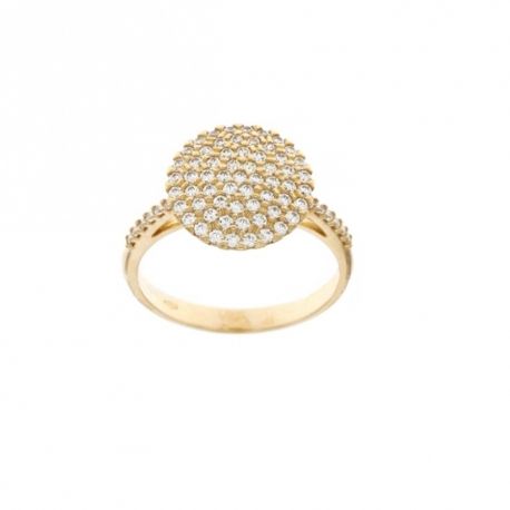 18 Kt 750/1000 geelgouden ring met centrale witte zirkonen voor dames