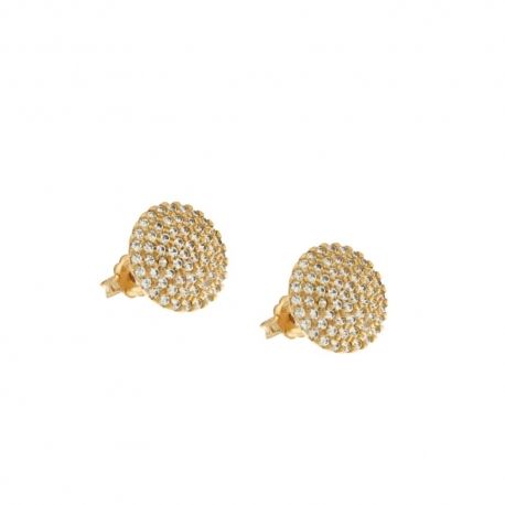 Boucles d'oreilles en or jaune 18 Kt 750/1000 avec zircons blancs ronds centraux