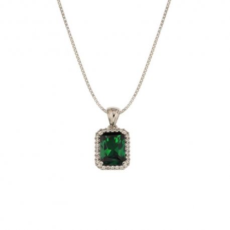 Collana Con Pietra Verde In Oro Bianco 18 kt - Prestigio Argenti e Ori