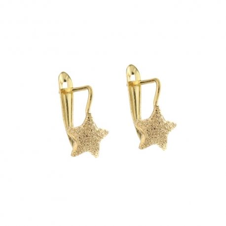 Boucles d'oreilles diamant forme étoile en or 18 Kt 750/1000 pour fille