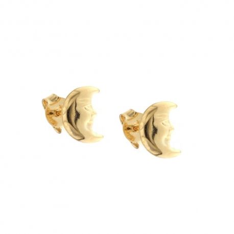 Boucles d'oreilles forme lune en or jaune 18K 750/1000, finition polie