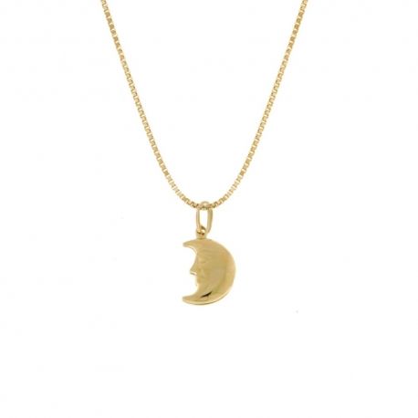 Collar de oro amarillo de 18 Kt 750/1000 con colgante en forma de luna para mujer