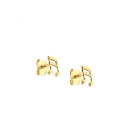 Yellow gold 18k 750/1000 musical notes shaped shiny girl earrings