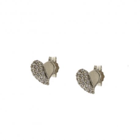 Pendientes de oro de 18 Kt 750/1000 en forma de corazón con circonitas para mujer