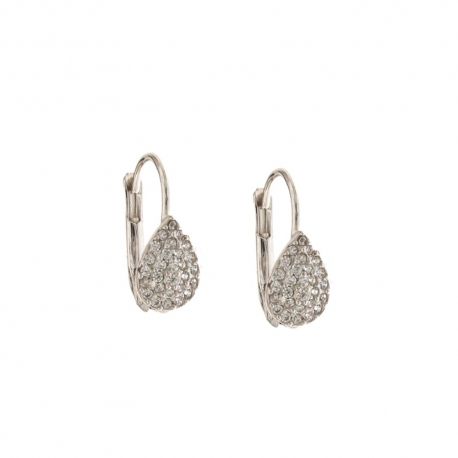 Boucles d'oreilles forme goutte en or blanc 18 Kt 750/1000 avec zircons blancs pour fille