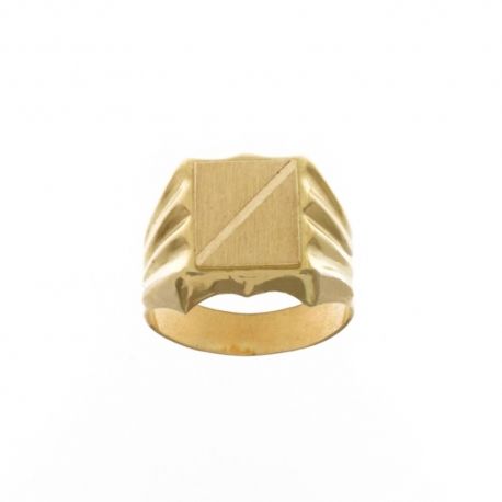 Bague en or jaune 18 Kt 750/1000 avec décors sur base rectangulaire pour homme