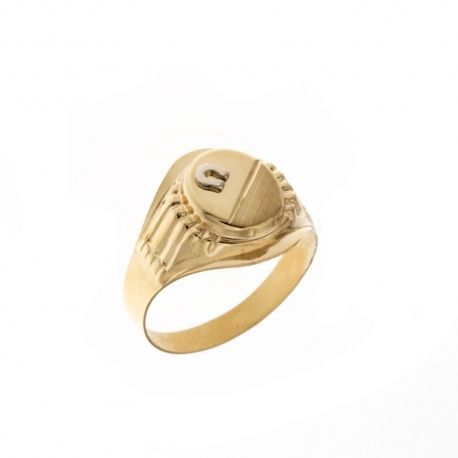 Bague fer à cheval en or jaune 18 Kt 750/1000 en or blanc poli et satiné pour homme