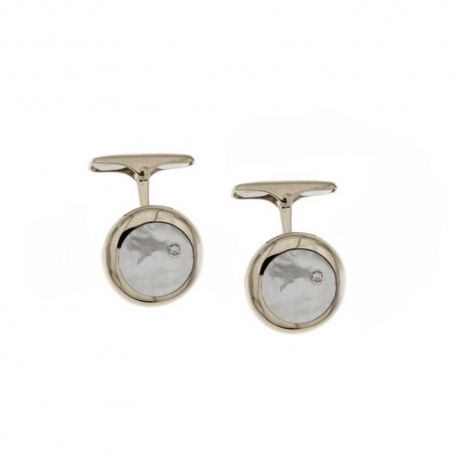 Gold 18k 750/1000 with diamonds and mother of pearl man cufflinks