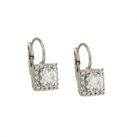 Pendientes de oro blanco de 18 Kt 750/1000 con circonitas blancas brillantes para mujer