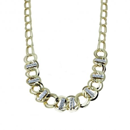 White and yellow gold 18k 750/1000 shiny and hammered woman necklace