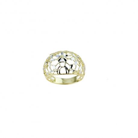 White and yellow gold 18k 750/1000 shiny and openworked woman ring