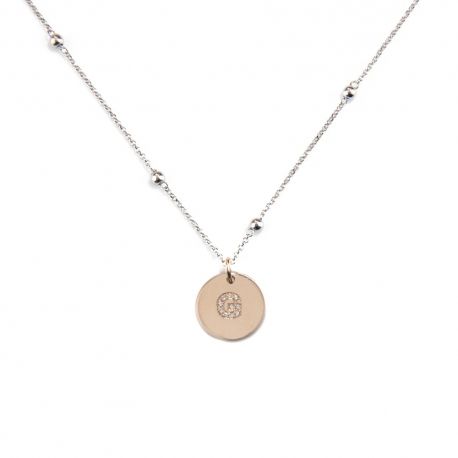 Collier alphabet en or blanc et rose 18 Kt 750/1000 avec diamants