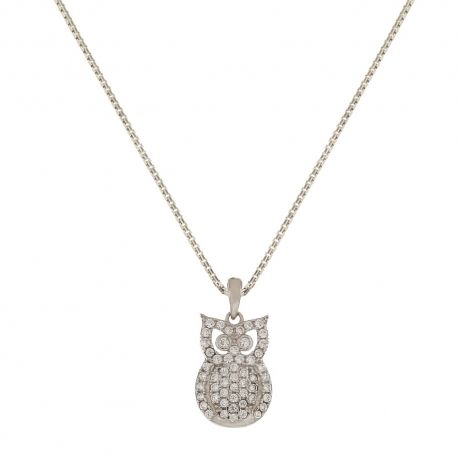 White gold 18k with owl pendant woman necklace