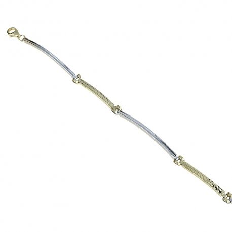 Yellow and white gold 18k with alternating bars man bracelet