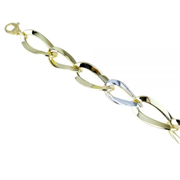 Bracciale a catena in oro giallo e bianco 18 Kt da donna