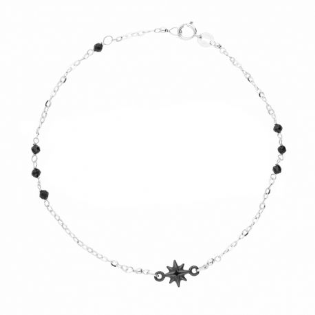 White gold 18k with black wind rose men bracelet