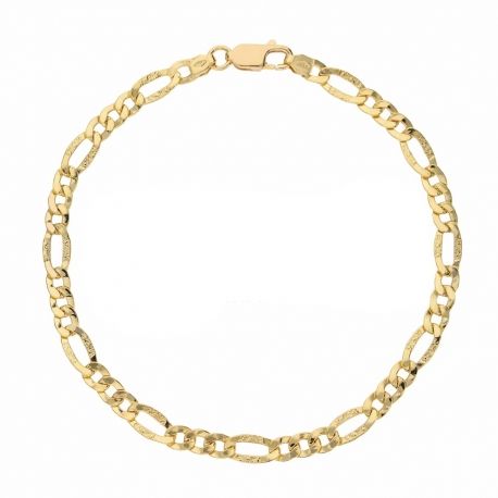 Pulseira masculina de corrente 3+1 em ouro amarelo 18K