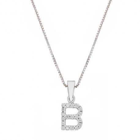 White Gold 18k with Letter Pendant Woman Necklace