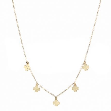 Collier en or jaune 18 carats avec pendentif trèfle à quatre feuilles