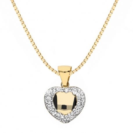 Gold 18k with Rounded Heart Pendant Woman Necklace