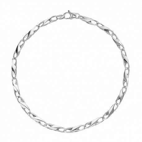 Bracciale da Uomo in Oro Bianco 18 Carati a Catena Piatta