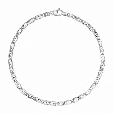 Bracelet pour homme en or blanc 18 carats avec chaîne plate