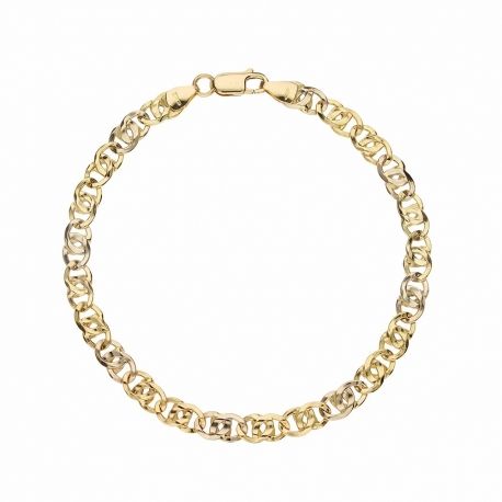 Herenarmband van 18K geel goud met tijgeroogketting