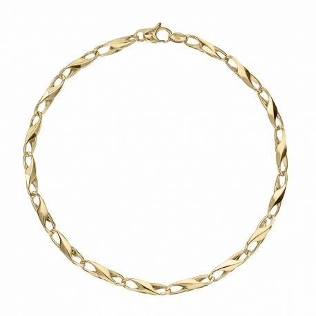 Armband för män i 18K gult guld med platt kedja