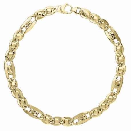 Herenarmband van 18K geel goud met platte ketting