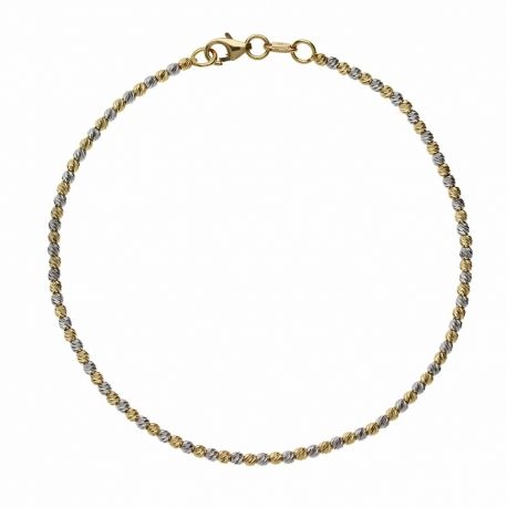 Pulsera de Oro Amarillo y Blanco de 18K con Esferas de Diamantes para Mujer