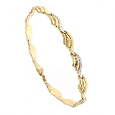 Pulseira em ouro amarelo e branco 18K polida e facetada