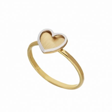 Bague en forme de cœur en or blanc et jaune 18 carats pour femme