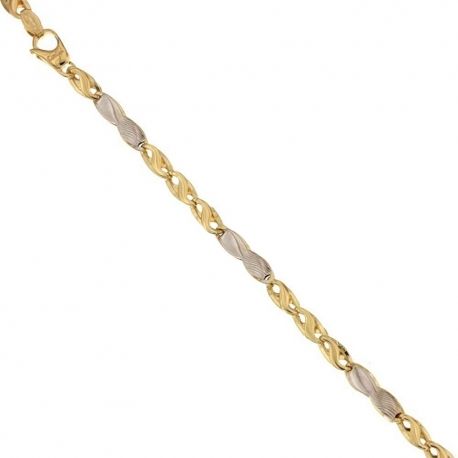 Pulsera en oro amarillo y blanco de 18 Kt 750/1000 con inserciones modelo para hombre