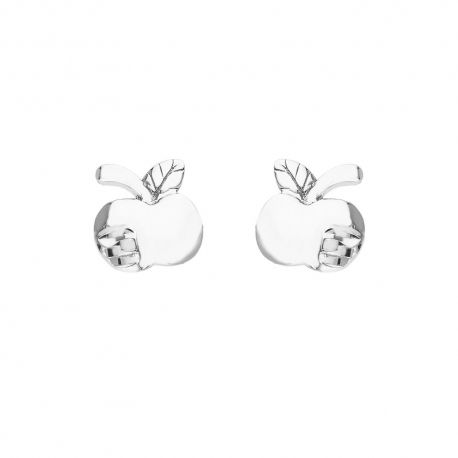 Boucles d'oreilles en forme de pomme en or blanc 18 carats pour fille