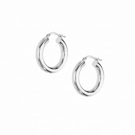 Pendientes de aro de oro blanco de 18 quilates para mujer