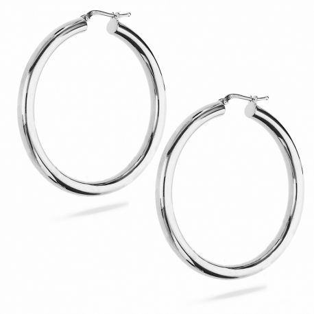 Pendientes de aro de oro blanco de 18 quilates para mujer