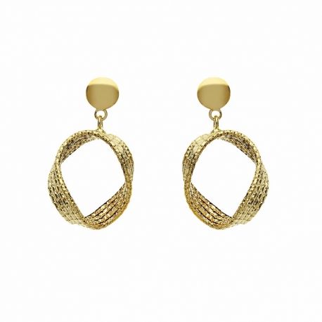 Boucles d'oreilles en fil de diamant en or jaune 18 carats pour femme