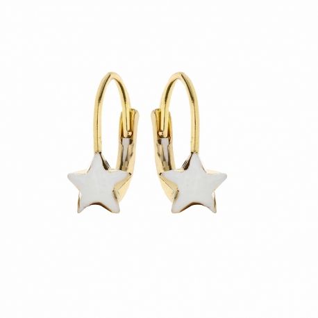 Yellow Gold 18k with Polished Stars Woman Earrings