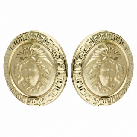 Yellow Gold 18k with Medusa Shiny Woman Earrings