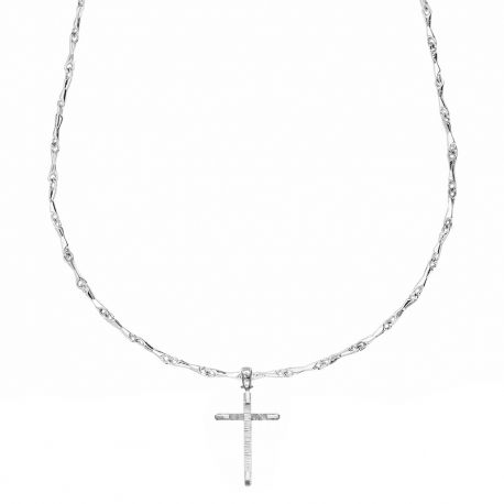 White Gold 18k with Pendant Cross Man Necklace