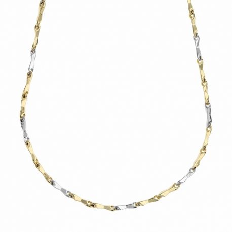 Chaîne tubulaire pour homme en or jaune et blanc 18 carats