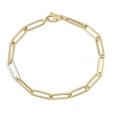 Pulsera de Oro Amarillo y Blanco de 18K con Circonitas Blancas para mujer