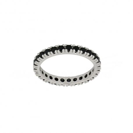 Bague Veretta en or blanc 18 carats avec zircons noirs pour femme