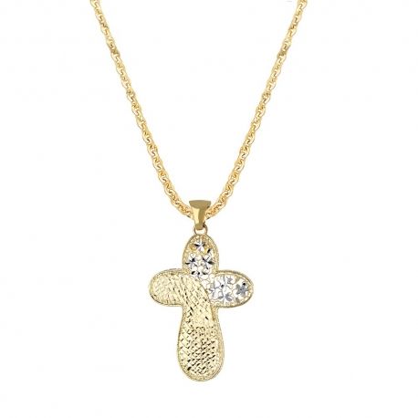 Colar em ouro amarelo e branco 18K com cruz de diamantes