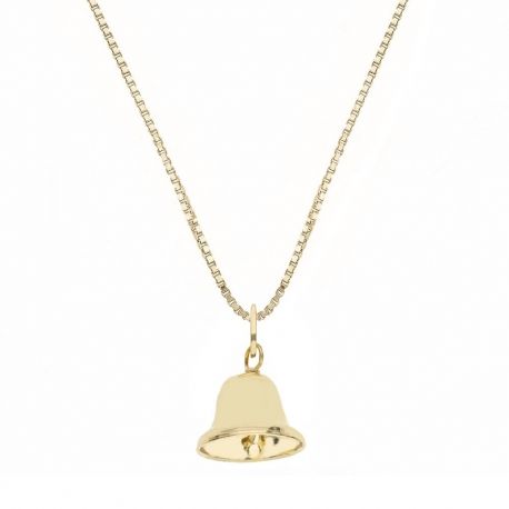 Yellow Gold 18k with Dangling Bell Woman Necklace