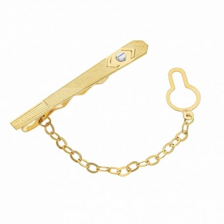 Mola de gravata masculina em ouro amarelo e branco 18k