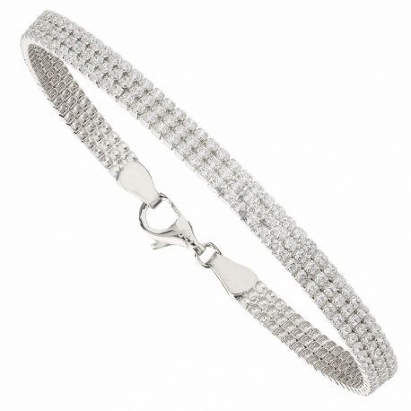 Bracelet Tennis en Or 18 Carats avec Zircons Blancs pour Femme